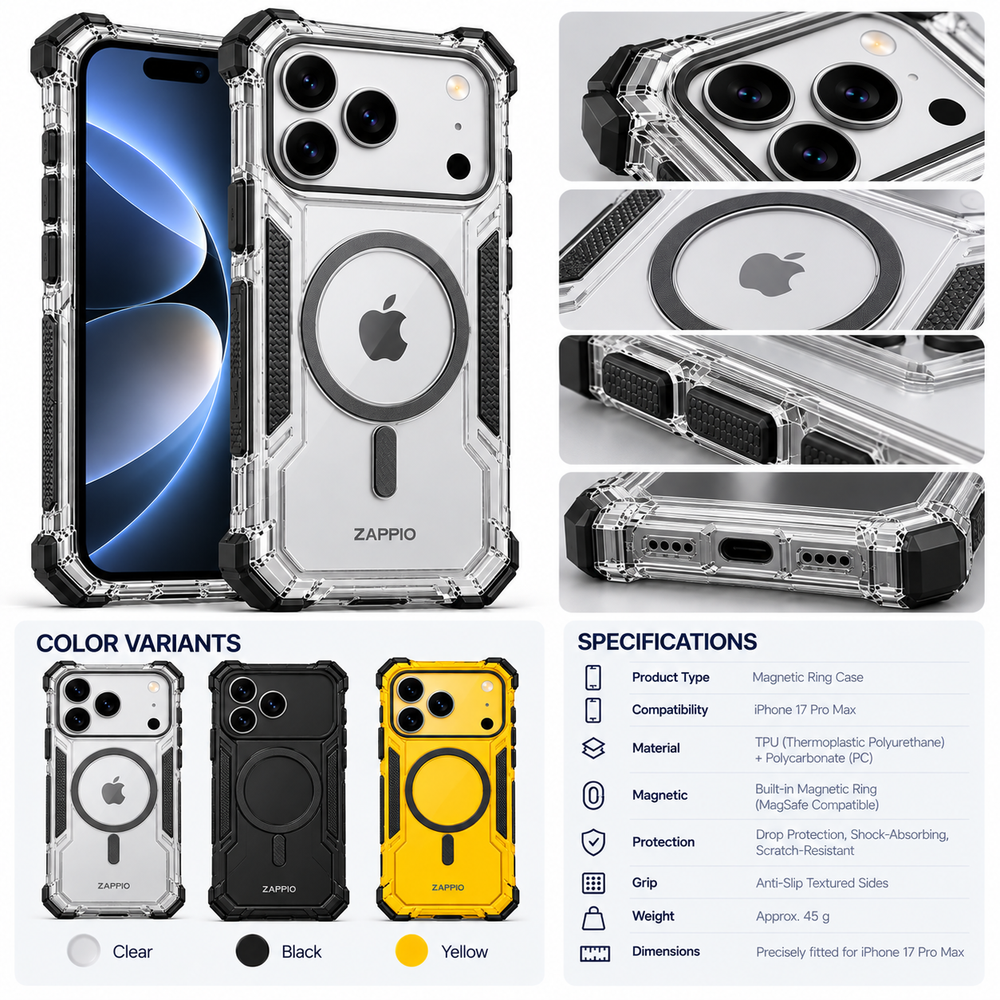 Magnetic Ring Case for iPhone 17 Pro Max